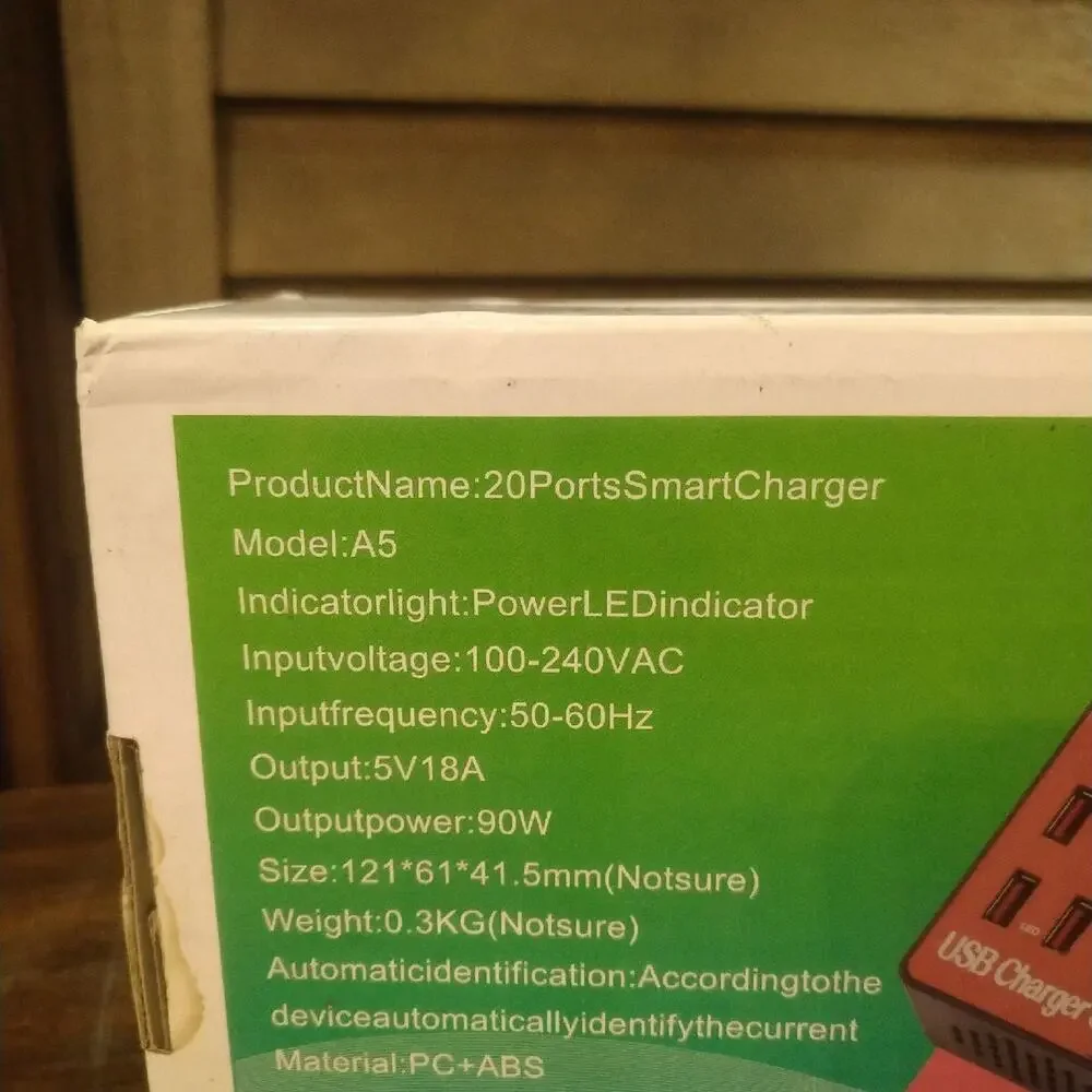 20-Port USB Smart Charging Station – 120V AC Power – Multi-Device Charger